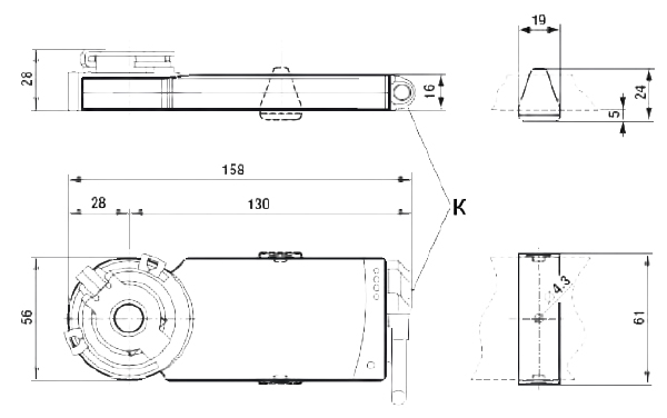 Размеры электропривода CM230 Размеры электропривода CM230