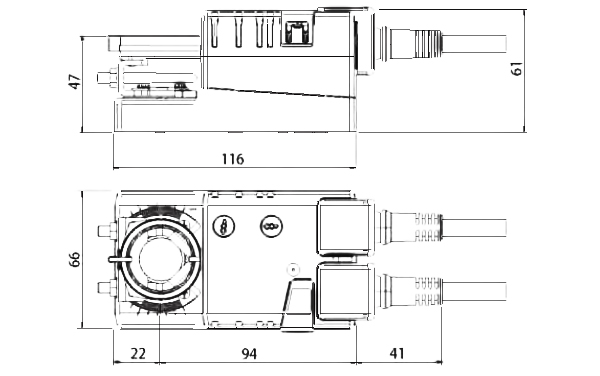 Размеры электропривода LM230А Размеры электропривода LM230А
