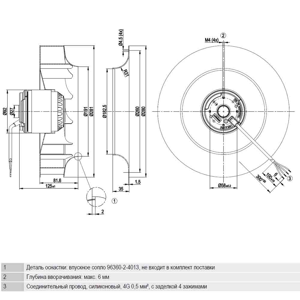 Центробежный вентилятор EbmPapst R2E280-AE52-31 img 3