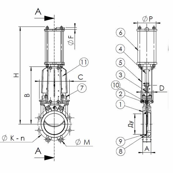 Шиберная задвижка с пневматическим приводом Tecofi VG4400-03MM0150 img 4