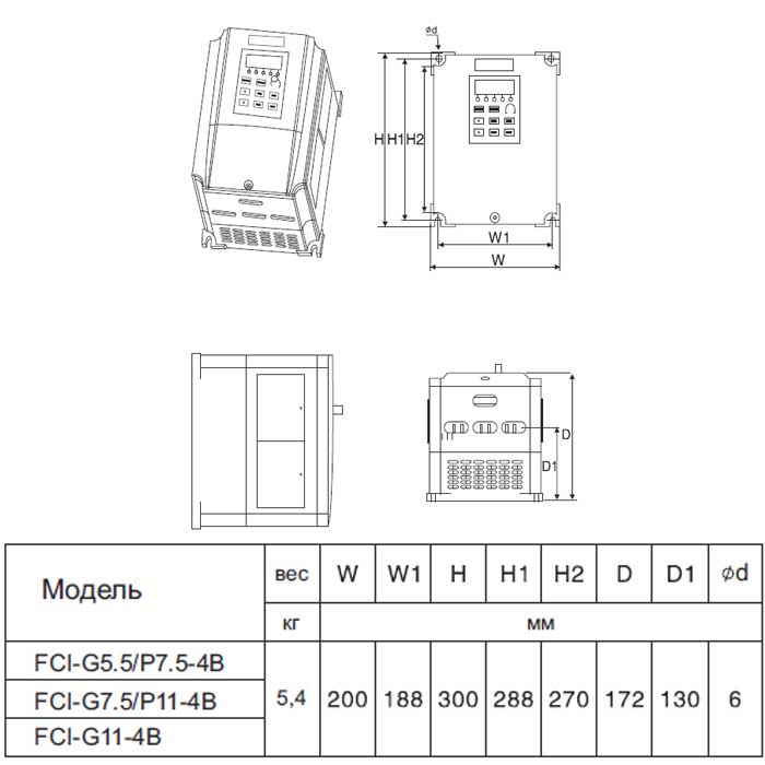 Преобразователь частоты FCI-G7.5/P11-4B (7,5 кВт/380 В) img 4