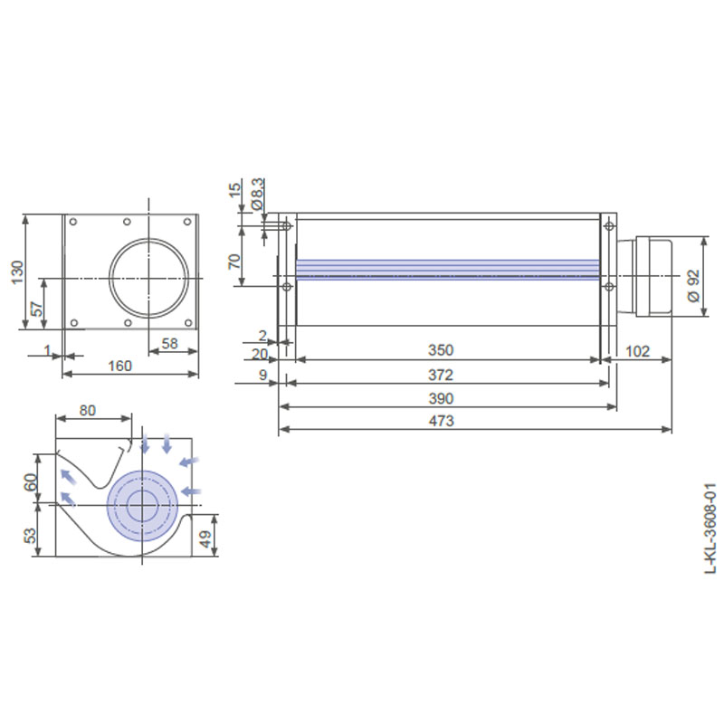 Вентилятор тангенциальный Ziehl-Abegg QK08A-2EM.50.CH (205157) img 1