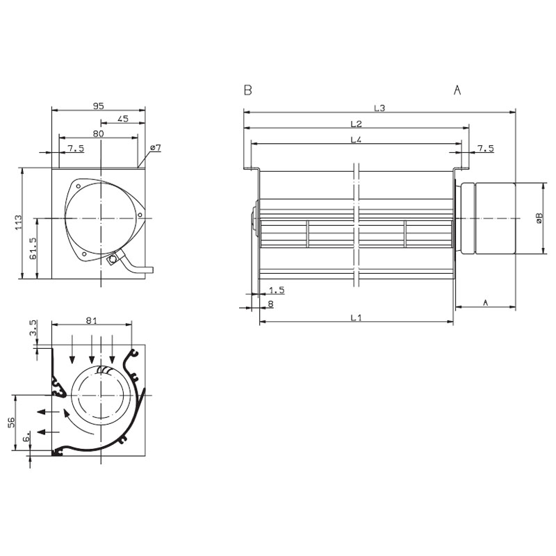 Вентилятор тангенциальный Ziehl-Abegg QR06A-GIM.70.BP (110260) img 3