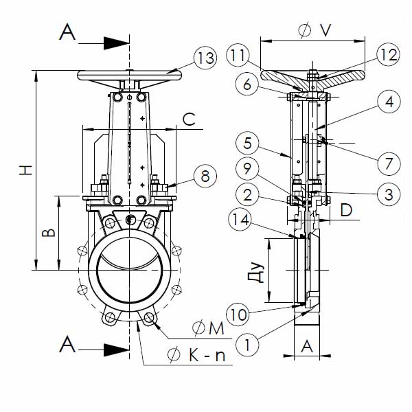 Шиберная ножевая задвижка со штурвалом Tecofi VG4400-001NI0350 img 4