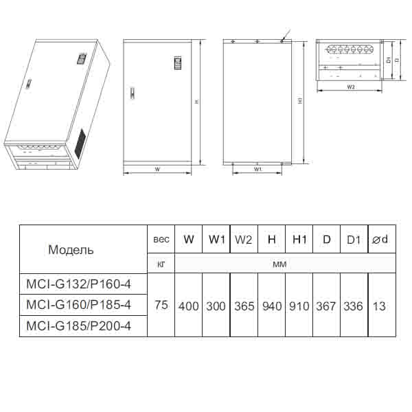 Преобразователь частоты MCI-G185/P200-4 (185 кВт/380 В) img 3