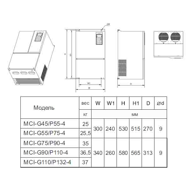 Преобразователь частоты MCI-G90/P110-4 (90 кВт/380 В) img 3