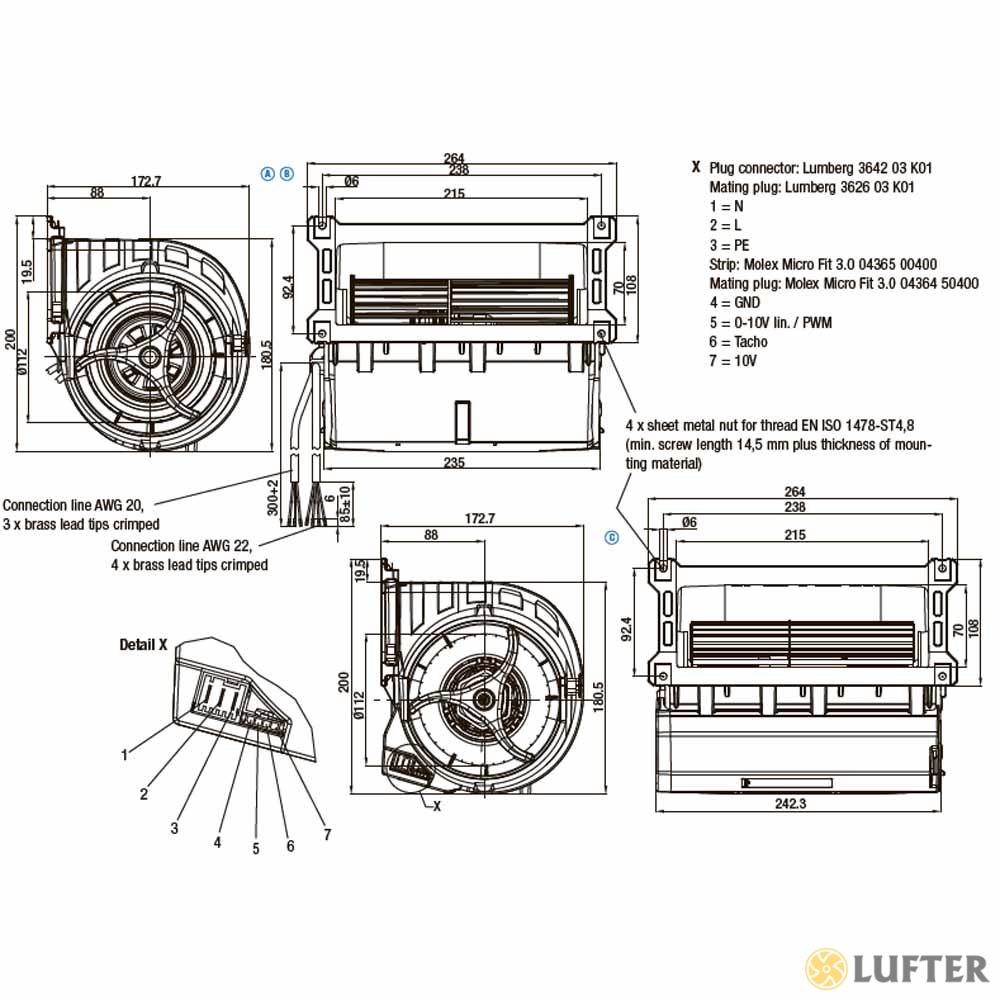 Центробежный вентилятор EbmPapst D3G133-LT13-01 img 3