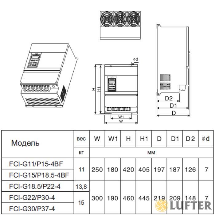 Преобразователь частоты FCI-G22/P30-4 (22,0 кВт/380 В) img 4