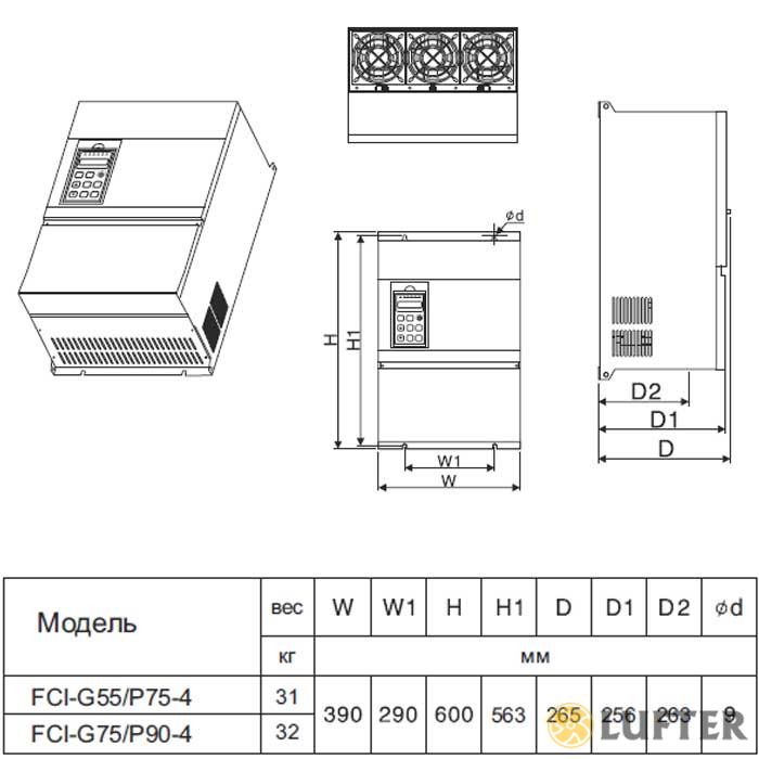 Преобразователь частоты FCI-G55/P75-4 (55,0 кВт/380 В) img 4