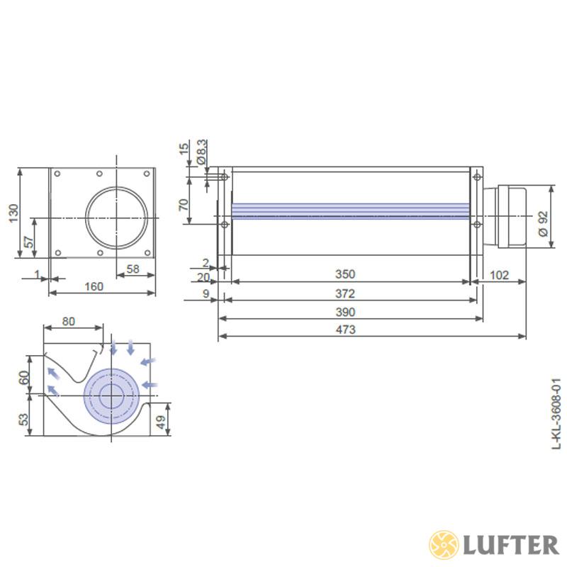 Вентилятор тангенциальный Ziehl-Abegg QK08A-GIM.35.DB (110220) img 1