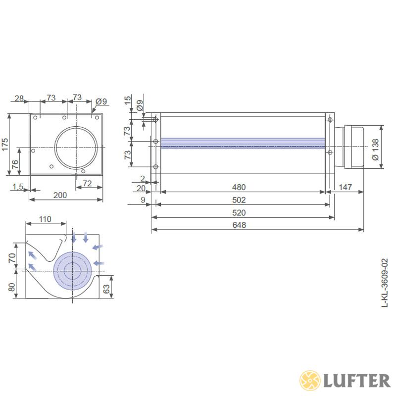 Вентилятор тангенциальный Ziehl-Abegg QK10A-4EM.48.CF (110180) img 1