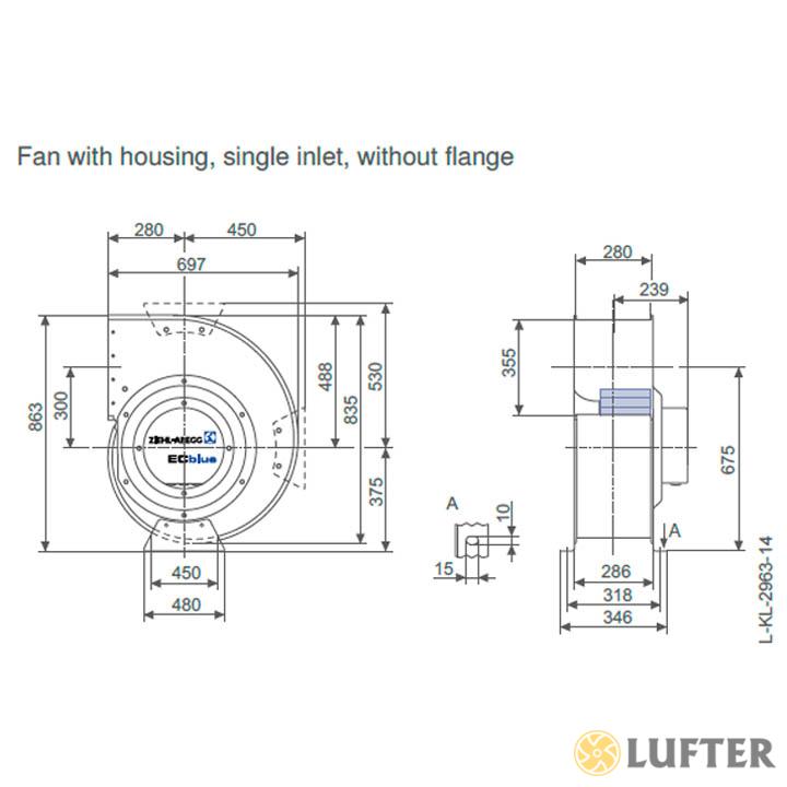 Вентилятор центробежный Ziehl-Abegg RG45R-ZIK.GL.4R img 2