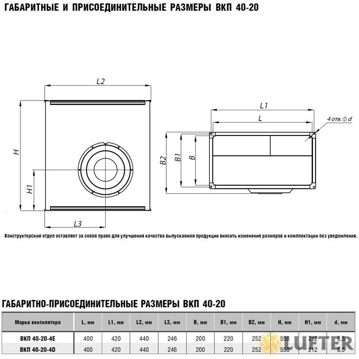 Вентилятор прямоугольный ВКП 40-20-4D img 1