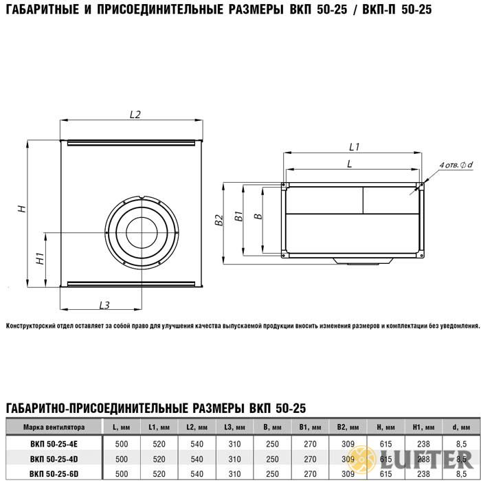 Вентилятор прямоугольный ВКП 50-25-4D img 3