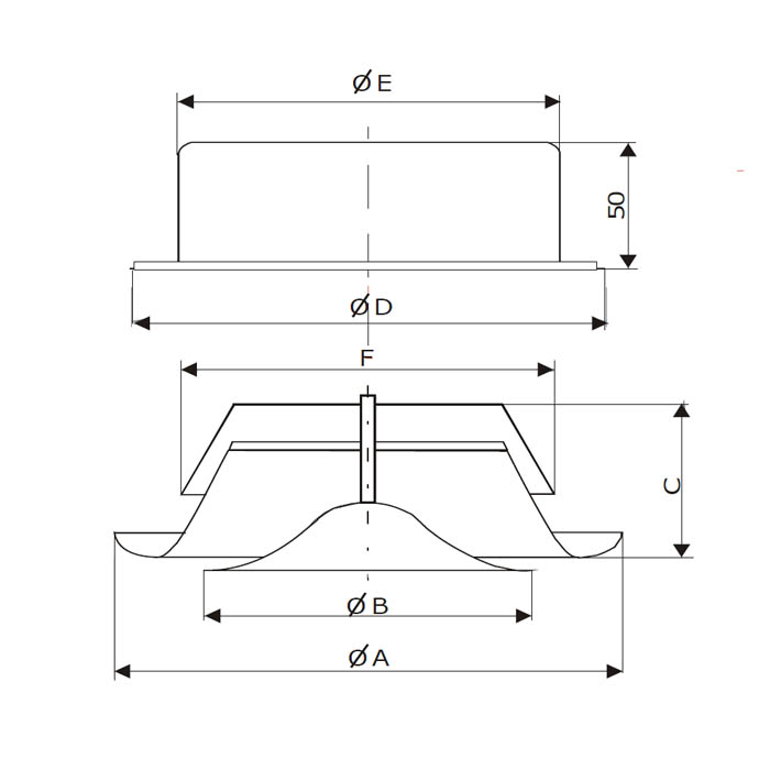 Размеры потолочного диффузора DVS-P 100