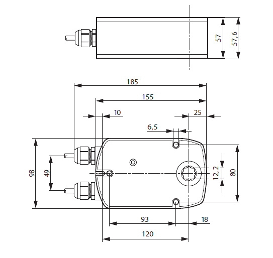 Размеры электропривода BLE Размеры электропривода BLE